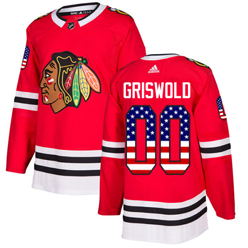 Adidas Blackhawks #00 Clark Griswold Red Home Authentic USA Flag Stitched NHL Jersey